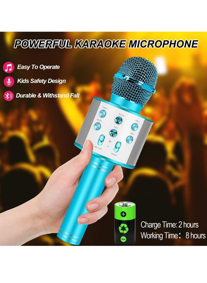 ELTRAZONE Karaoke Microphone for Kids Adults,Portable Bluetooth Microphone for Singing Professional Voice Changer Blue Microphone Wireless Birthday Gifts for 3 4 5 6 7 8 + Year Old Boys Girls Toys - Image 4