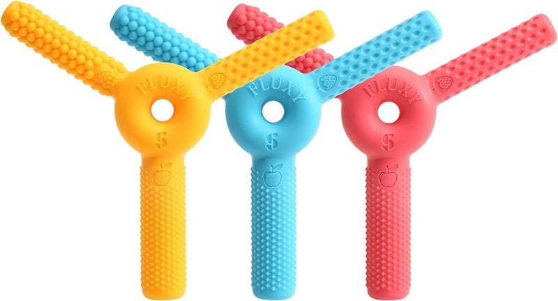 Special Supplies FLUXY Oral Sensory Chew Toys for Kids and Toddlers Stimulation Motor Therapy Aid with Soft Flexible Textures Build Tongue and Mouth Strength Relieve Stress and Fidgeting Combo 3 Pack
