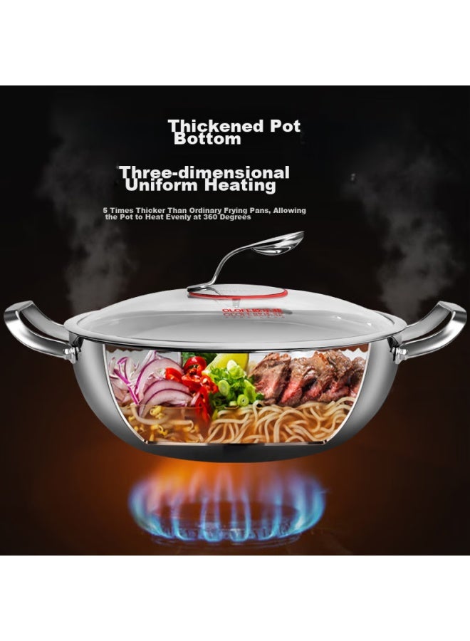 Olofe Hot Pot Cookware, 316 Stainless Steel Soup Pot, Suitable For Open Flame And Induction Cookers, Baoshi Kang Yuanbao Multi-functional Double-ear Pot, 32cm - Image 4