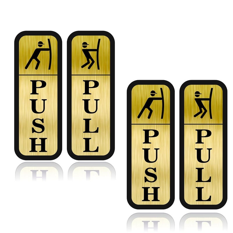 Zouple PUSH PULL Door Sign, 6 Inch, Acrylic, Self-Adhesive, Set of 2 (4 Pcs) - Image 1
