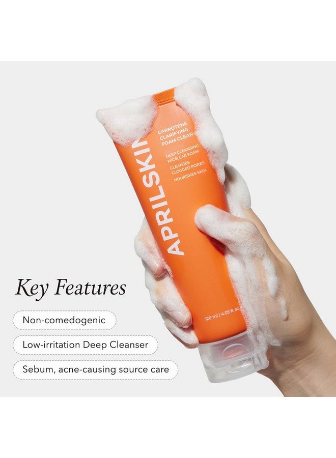 APRILSKIN Carrotene Clarifying Foam Cleanser - Deep Cleansing With Bhas & Sebum Control For Oily, Sensitive, Acne-Prone Skin - 120Ml - Vegan, Cruelty Free - Image 2