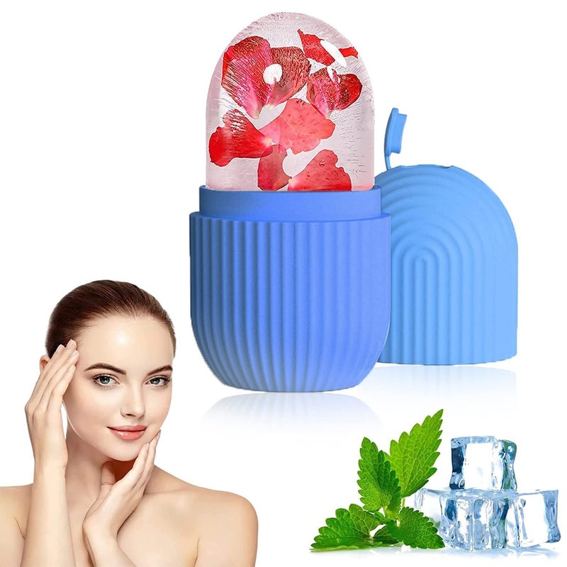 WEPTIX ® 3D Manual Roller Face Body Massager With And Anti Aging 100% Natural Jade Stone Roller Msagger With Gua Sha Tools for Face and Body Massager- (NEW blue+Stone) - Image 2