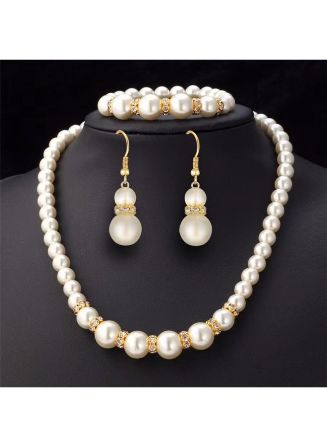NIBEMINENT Artificial Pearl Three-Piece Décor Set