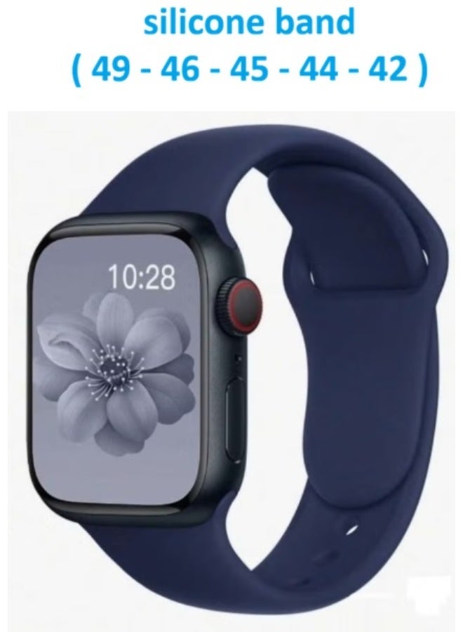 سوار رياضي من السيليكون متوافق مع سوار ساعة أبل بمقاسات 42 مم، 44 مم، 45 مم، 46 مم، 49 مم - كحلي - Image 1