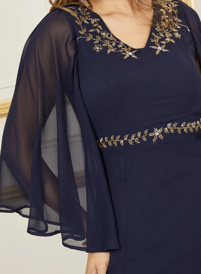 Styli Beaded Detail A-Line Maxi Dress