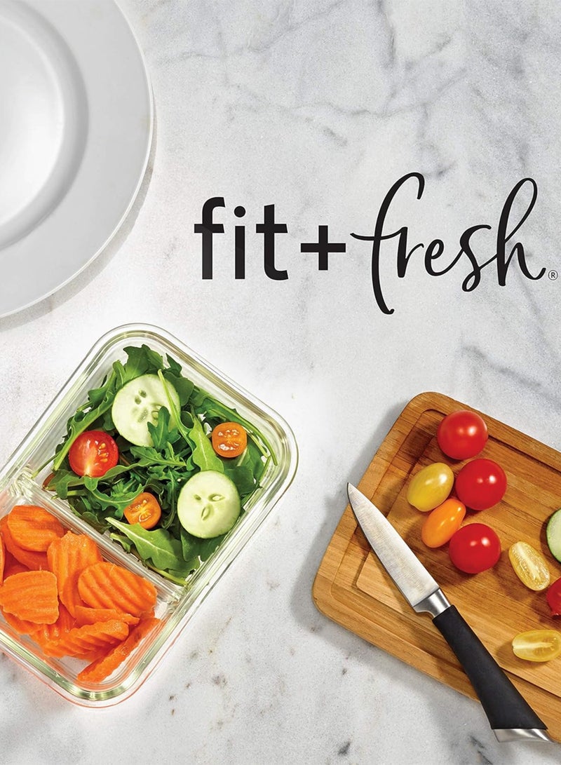 Toshionics Glass Meal Prep Containers Pack of 4 - T114607 (840ml Each) – Airtight Borosilicate Glass Food Storage Containers with Lids, 2 Compartments, Microwave & Oven Safe - Image 4