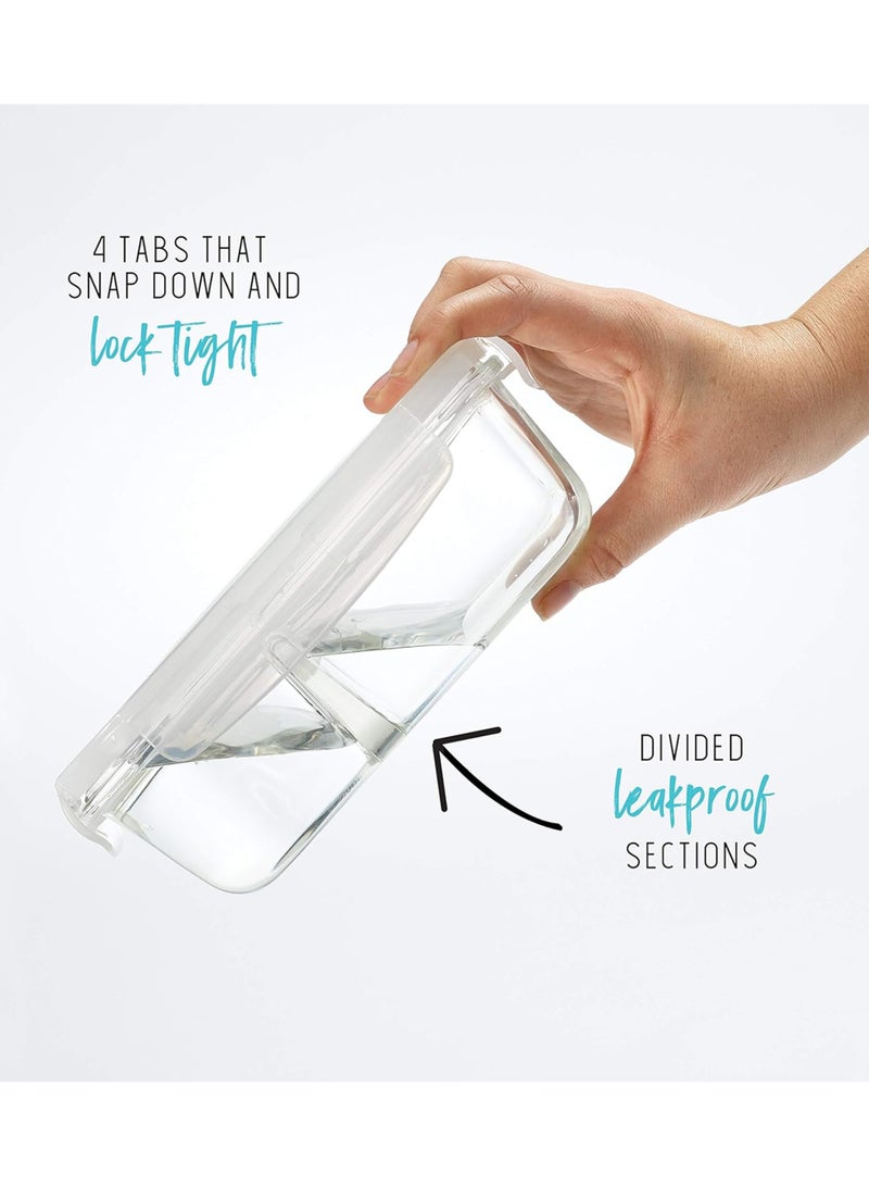 Toshionics Glass Meal Prep Containers Pack of 4 - T114607 (840ml Each) – Airtight Borosilicate Glass Food Storage Containers with Lids, 2 Compartments, Microwave & Oven Safe - Image 3