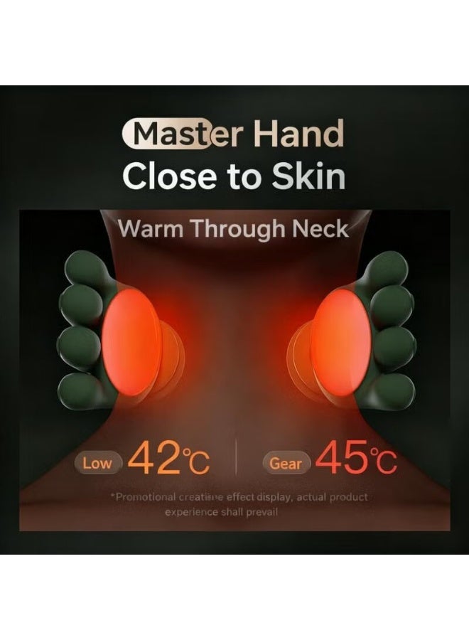 ELTRAZONE Neck & Back Massager Portable 4D Deep Tissue Kneading, Electric Shoulder & Cervical Pain Relief Pillow with Heat Function, Human Hand Simulation Massage for Muscle Relaxation, Home & Office Use, Textile Green - Image 2