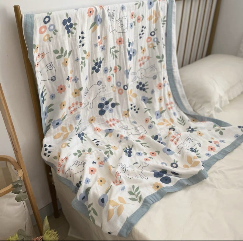 Double-Layer Bamboo Fiber Gauze Baby Class A Gauze Cover Blanket Four-Layer Wrapping Towel Bath Towel Children'S Bamboo Cotton Cool And Soft In Summer - Image 1