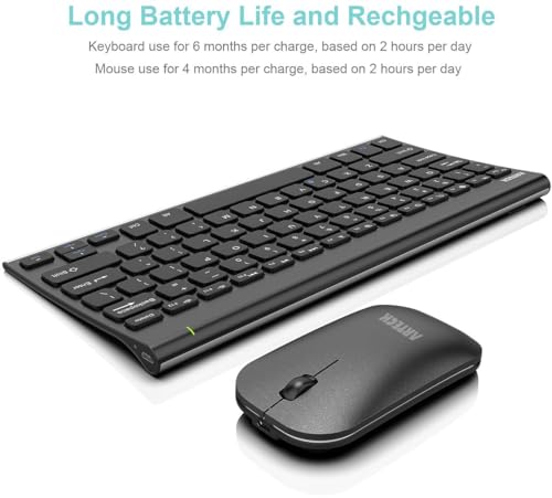 Arteck Bluetooth Keyboard and Mouse Combo Ultra Compact Slim Stainless Full Size Keyboard and Ergonomic Mice for Computer/Desktop/PC/Laptop/Surface and Windows 10/8/7 Built in Rechargeable Battery - Image 5