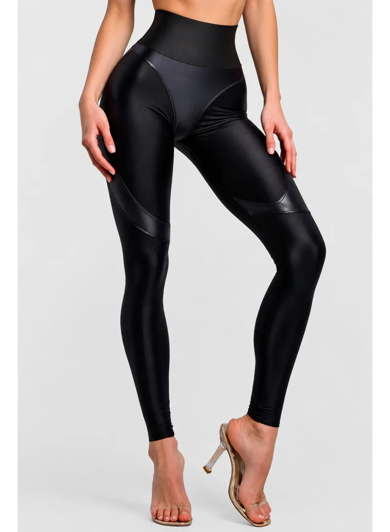 Bona Fide Extra Push Up Corsage LYC "Black Skin" Extra Corsage Lyc High Waist Gym Leggings for Women for Women | Best Price UAE