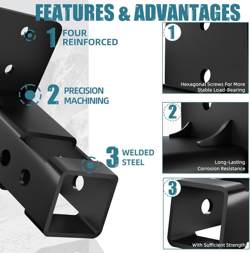 CROSSHIP 2" Hitch Wall Mount Bike and Cargo Rack Hanging Garage Wall Organizer, Trailer Hitch Receiver Storage, Easy to Load Secure & Sturdy, Heavy Duty Bicycle Hook Accessories, Max 200 LBS (2 Inch) Global upgraded practical design - Image 3