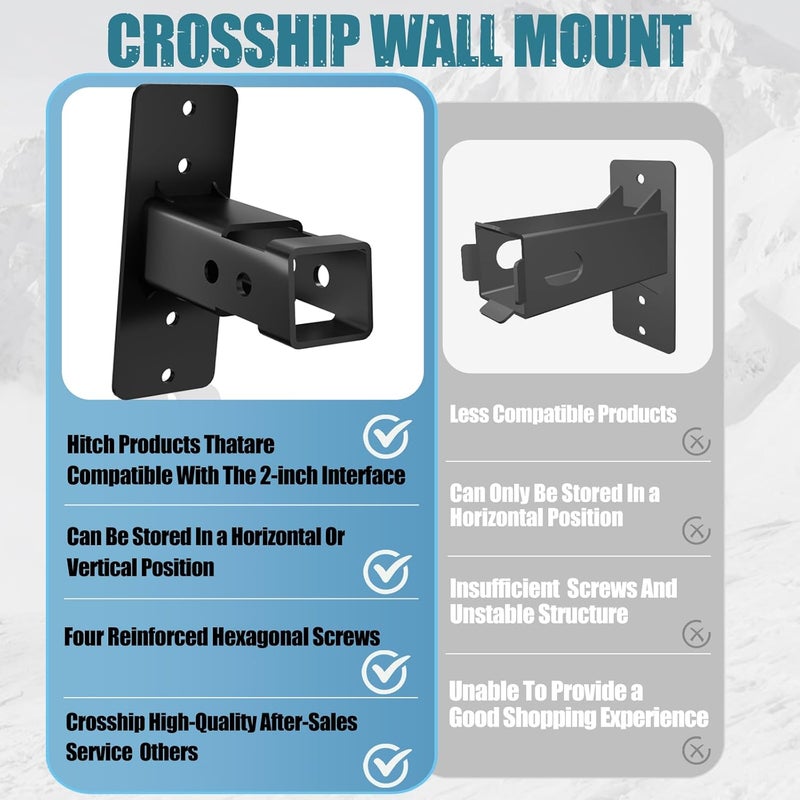 CROSSHIP 2" Hitch Wall Mount Bike and Cargo Rack Hanging Garage Wall Organizer, Trailer Hitch Receiver Storage, Easy to Load Secure & Sturdy, Heavy Duty Bicycle Hook Accessories, Max 200 LBS (2 Inch) Global upgraded practical design - Image 5
