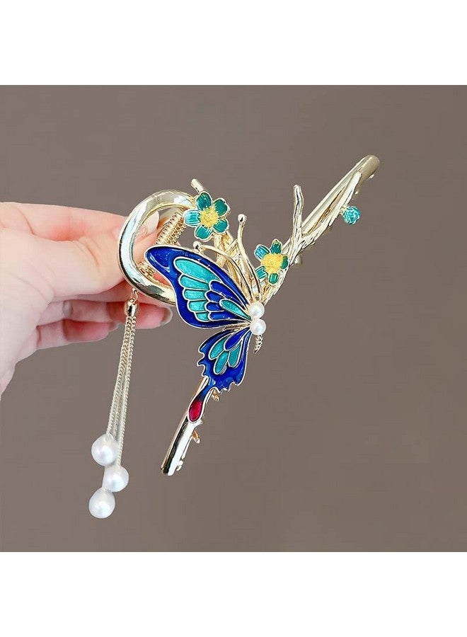 Ash & Roh Butterfly Hair Claw Clips for Women Non-Slip Strong Metal Butterfly Sparkly Hold Hair Jaw Clips Cute Hair Claws Big Butterfly Cute Hair Clips Headwear Gifts. (QUEEN BLUE) - Image 4
