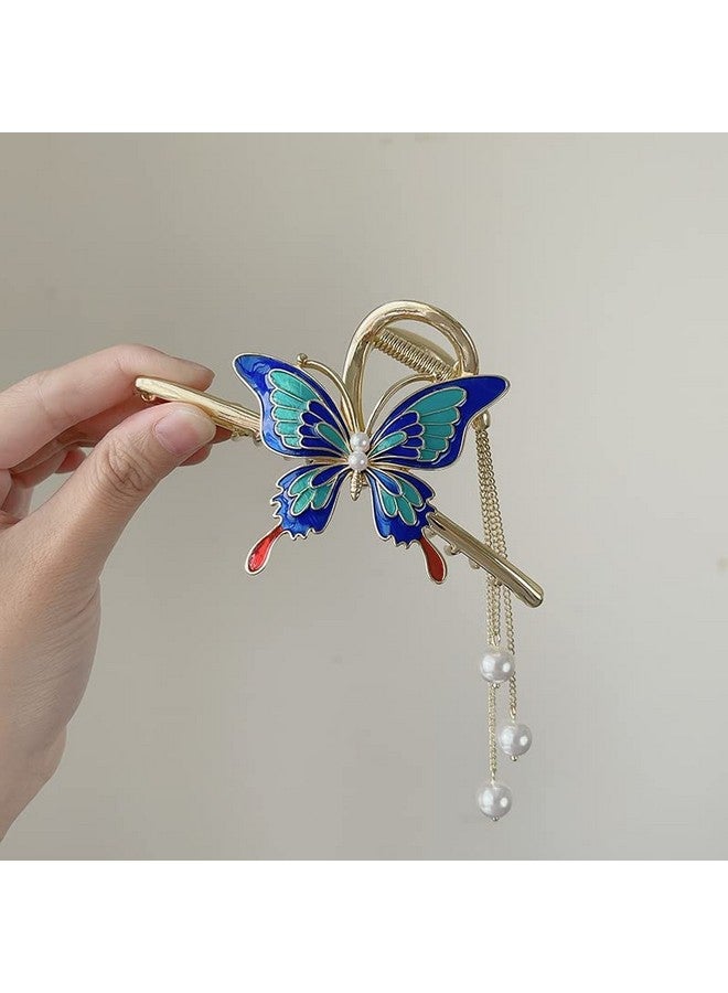 Ash & Roh Butterfly Hair Claw Clips for Women Non-Slip Strong Metal Butterfly Sparkly Hold Hair Jaw Clips Cute Hair Claws Big Butterfly Cute Hair Clips Headwear Gifts. (QUEEN BLUE) - Image 5