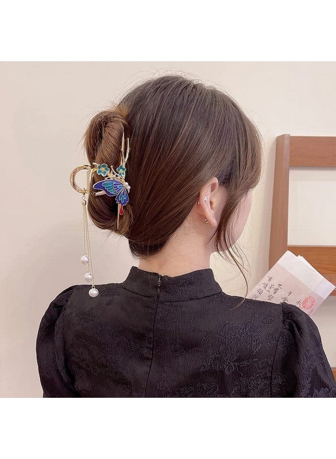 Ash & Roh Butterfly Hair Claw Clips for Women Non-Slip Strong Metal Butterfly Sparkly Hold Hair Jaw Clips Cute Hair Claws Big Butterfly Cute Hair Clips Headwear Gifts. (QUEEN BLUE) - Image 1