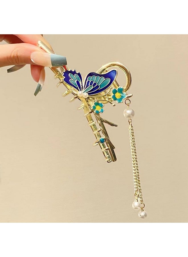 Ash & Roh Butterfly Hair Claw Clips for Women Non-Slip Strong Metal Butterfly Sparkly Hold Hair Jaw Clips Cute Hair Claws Big Butterfly Cute Hair Clips Headwear Gifts. (QUEEN BLUE) - Image 2