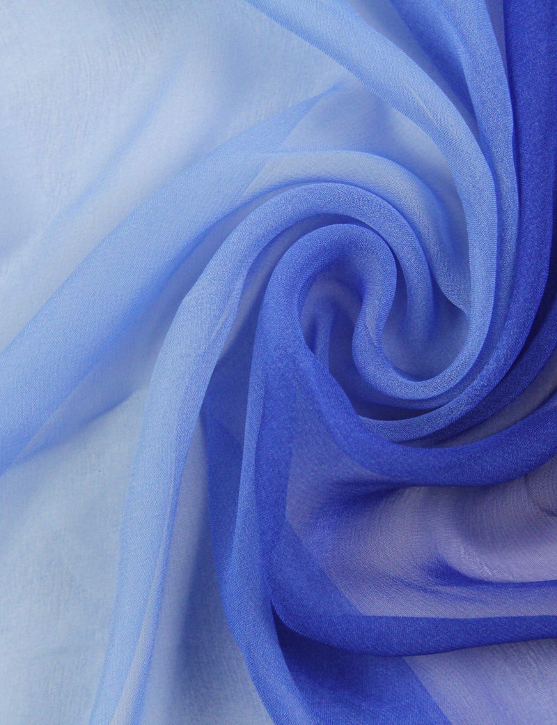 PANTONIGHT Silk Ombre Lightweight Accent Scarf Blue Chiffon Scarf (blue 704) - Image 4