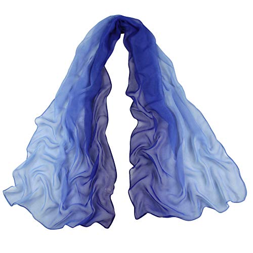 PANTONIGHT Silk Ombre Lightweight Accent Scarf Blue Chiffon Scarf (blue 704) - Image 2