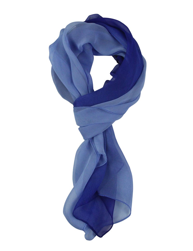 PANTONIGHT Silk Ombre Lightweight Accent Scarf Blue Chiffon Scarf (blue 704) - Image 1