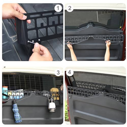 HAPPYHORSE Car Trunk Storage Organizer Molle Panel Compatible with Toyot@ FJ Cruiser 2007-2021 Rear Tailgate and Roof Storage Organizer Molle Panel Bracket Accessories (Rear Window Molle Panel) - Image 5