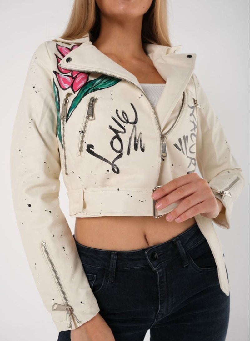 Leather Jacket With Color Print  - Image 3