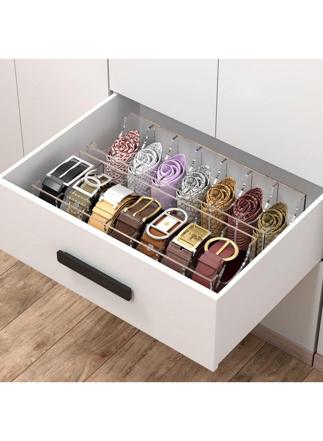 NIUBEE NIUBEE Belt Organizer, Acrylic Belt Storage Holder for The Closet, 7 Compartments Display Case for Tie and Bow Tie  - Image 5