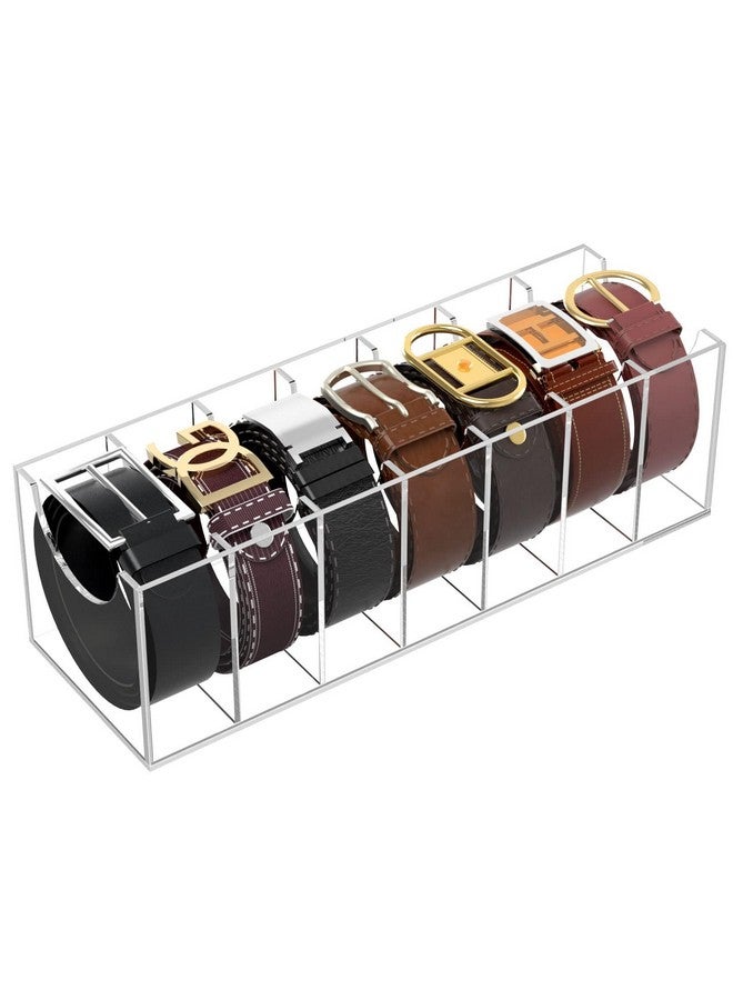 NIUBEE NIUBEE Belt Organizer, Acrylic Belt Storage Holder for The Closet, 7 Compartments Display Case for Tie and Bow Tie  - Image 1