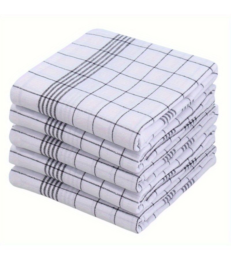 5 Pack Black and White Plaid Large Super Absorbent Check Bathroom Towels Kitchen Hand Towels Soft Lint Free Quick Dry Dish Cloths for Effective Cleaning of Sinks Stovetops Pots Modern Style Machine Washable And Reusable - Image 4