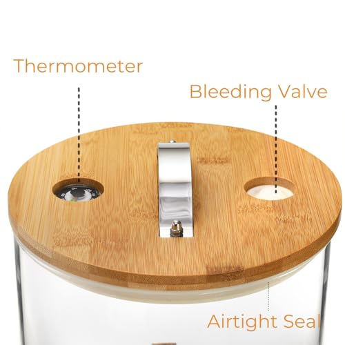 Tlence 5L Glass Rice Dispenser, Cereal Container with Bamboo Stand, Large Airtight Food Storage Bin, Rice Organization Tank with Measuring Cup for Grain Coffee Beans Dry Food - Image 4
