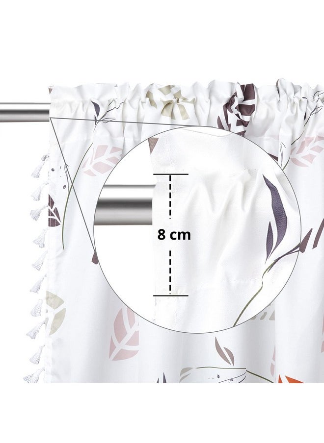 Encasa XO - Encasa XO Polyester Boho Semi Sheer Curtains For Window In Bedroom & Living Room (Set Of 2)- Boho Leaves - Curtain With Tassels & Bohemian Design - 6 Ft, Rod Pocket, Boho Leaves,Multicolor - Image 1