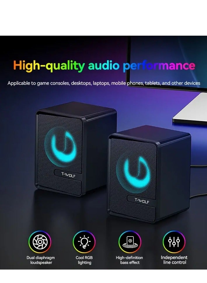 T-WOLF 5in 1 Gaming Combo Keyboard Mouse Headset Speaker Mousepad All in One Set for PC and Laptop Users - Image 3