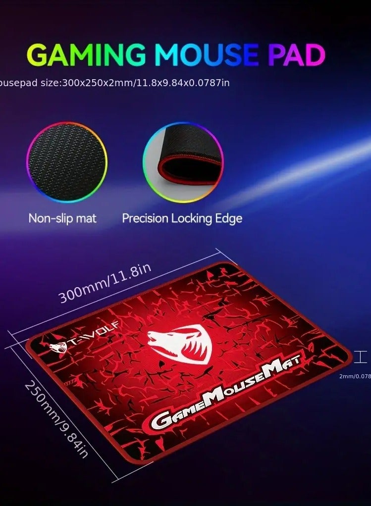 T-WOLF 5in 1 Gaming Combo Keyboard Mouse Headset Speaker Mousepad All in One Set for PC and Laptop Users - Image 5