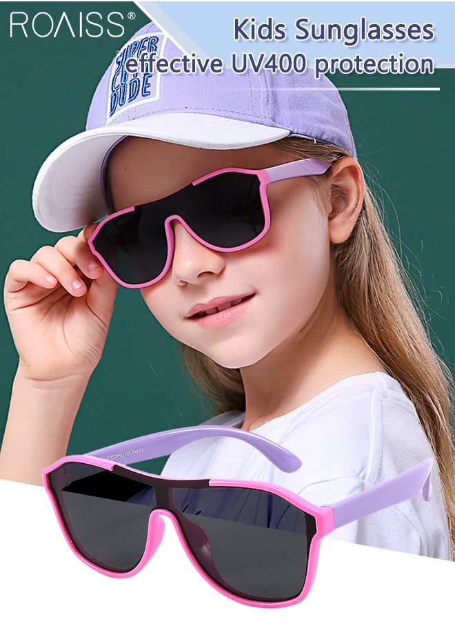 roaiss Aviator Polarized Sunglasses for Kids, UV400 Protection Cute Beach Holiday Sun Glasses with Lightweight Flexible TPEE Frame for Boys Girls and Children Age 3-12, Pink Purple  - Image 1