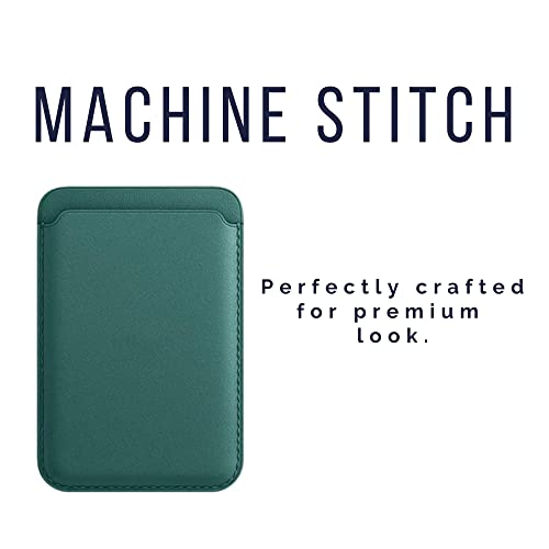 Captese Faux Leather Unisex MagIT Wallet Pouch, Card Holder, Compatible with MagSafe/PixelSnap, for iPhone 17/16/15/14/13/12/Pixel 10 Series (Leaf Green) - Image 2