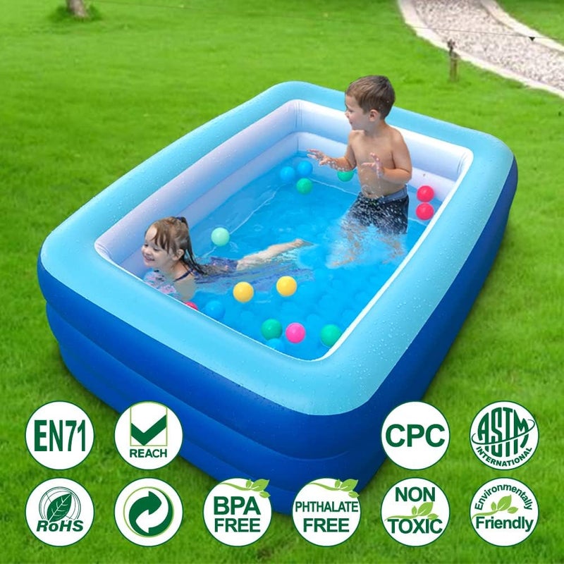 XFlated Kiddie Pools, Inflatable Swimming Pool with Soft Floor, Durable 59 inches Swim Play Kids Pool for Garden or Backyard or Indoor (Blue) - Image 2