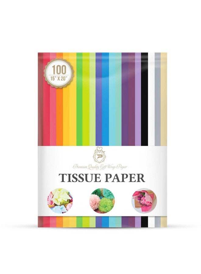 Premium Quality Gift Wrap Paper Tissue Paper for Gift Wrapping (100 Sheets) 20 Assorted Colors, Gift Bags, Packaging, Floral, Birthday, Holidays, Christmas, Halloween, and DIY Crafts - Image 1