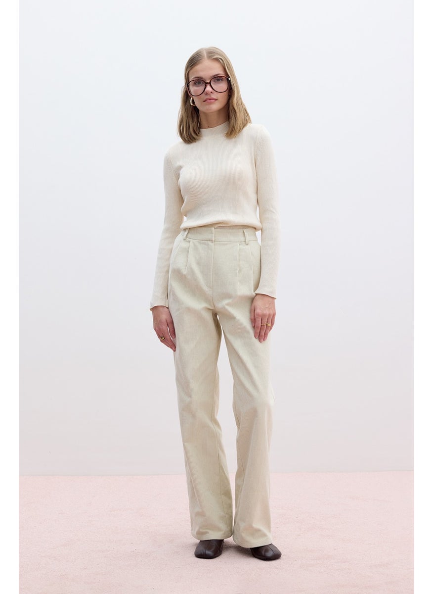 Manuka Corduroy Straight Fit Trousers Vanilla  - Image 1