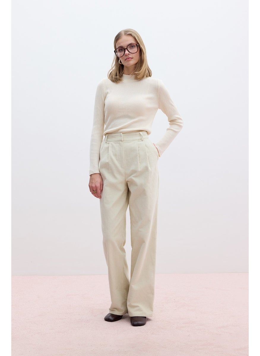 Manuka Corduroy Straight Fit Trousers Vanilla  - Image 4