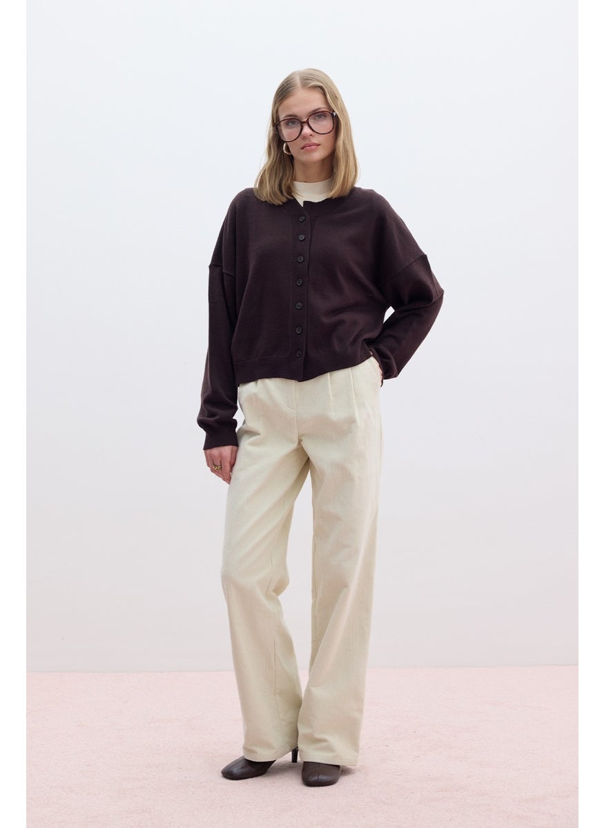 Manuka Corduroy Straight Fit Trousers Vanilla  - Image 3