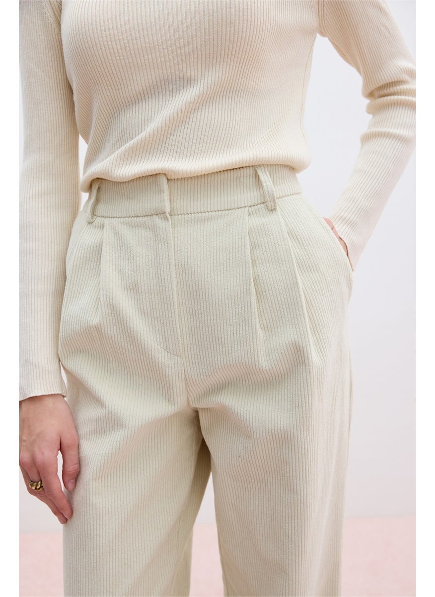 Manuka Corduroy Straight Fit Trousers Vanilla  - Image 5