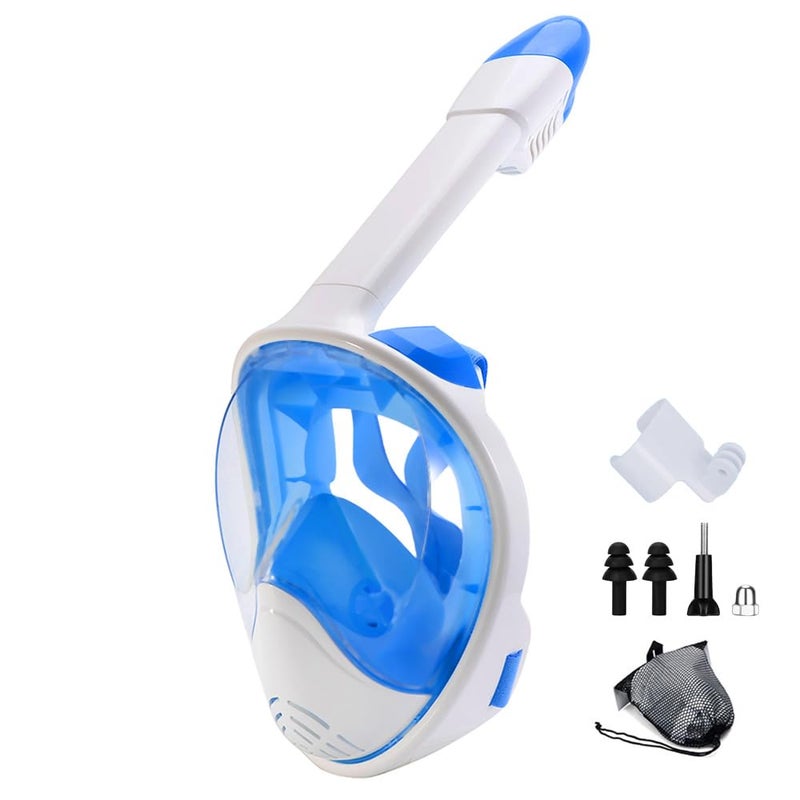 Diving Mask Full Face 180° Free Ventilation Design with Detachable Camera Mount, Anti-Fogging, with Adjustable Head Straps, Professional Snorkeling Set for Adults and Youth