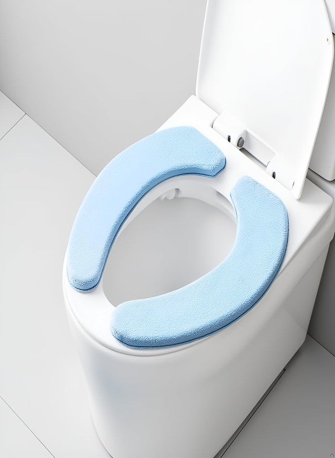 ZORGONS Soft Toilet Seat Cover Set - with Sticky Toilet Seat Cushion - Washable and Cushioned Mat with Thick Sponge for Extra Comfort Fits Most Toilet Seats (Blue) - Image 1
