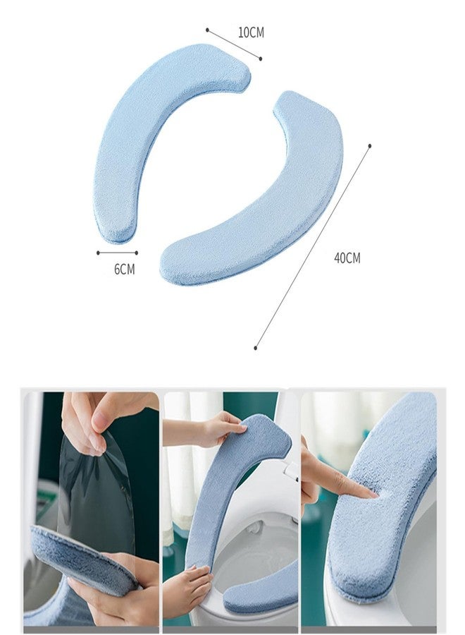 ZORGONS Soft Toilet Seat Cover Set - with Sticky Toilet Seat Cushion - Washable and Cushioned Mat with Thick Sponge for Extra Comfort Fits Most Toilet Seats (Blue) - Image 2