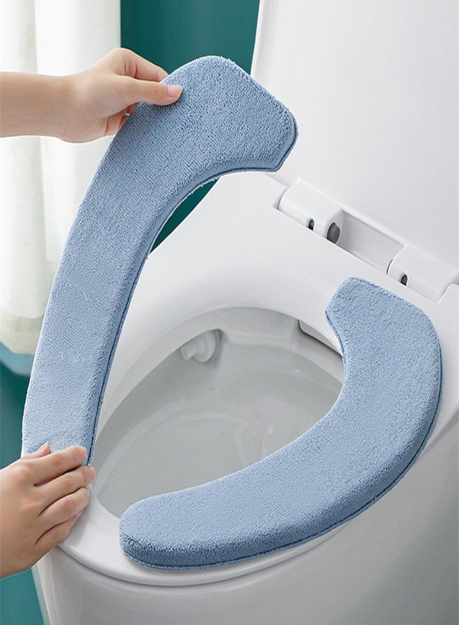 ZORGONS Soft Toilet Seat Cover Set - with Sticky Toilet Seat Cushion - Washable and Cushioned Mat with Thick Sponge for Extra Comfort Fits Most Toilet Seats (Blue) - Image 4