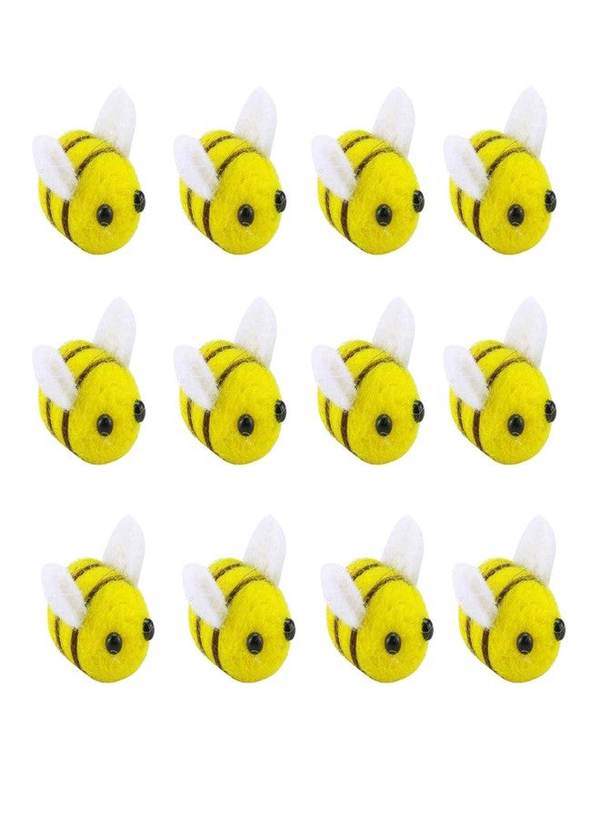 Prudance 12 Piece Wool Felt Bees Cute DIY Craft Supplies for Baby Showers Children's Parties Nursery Tents and Home Decoration - Image 1