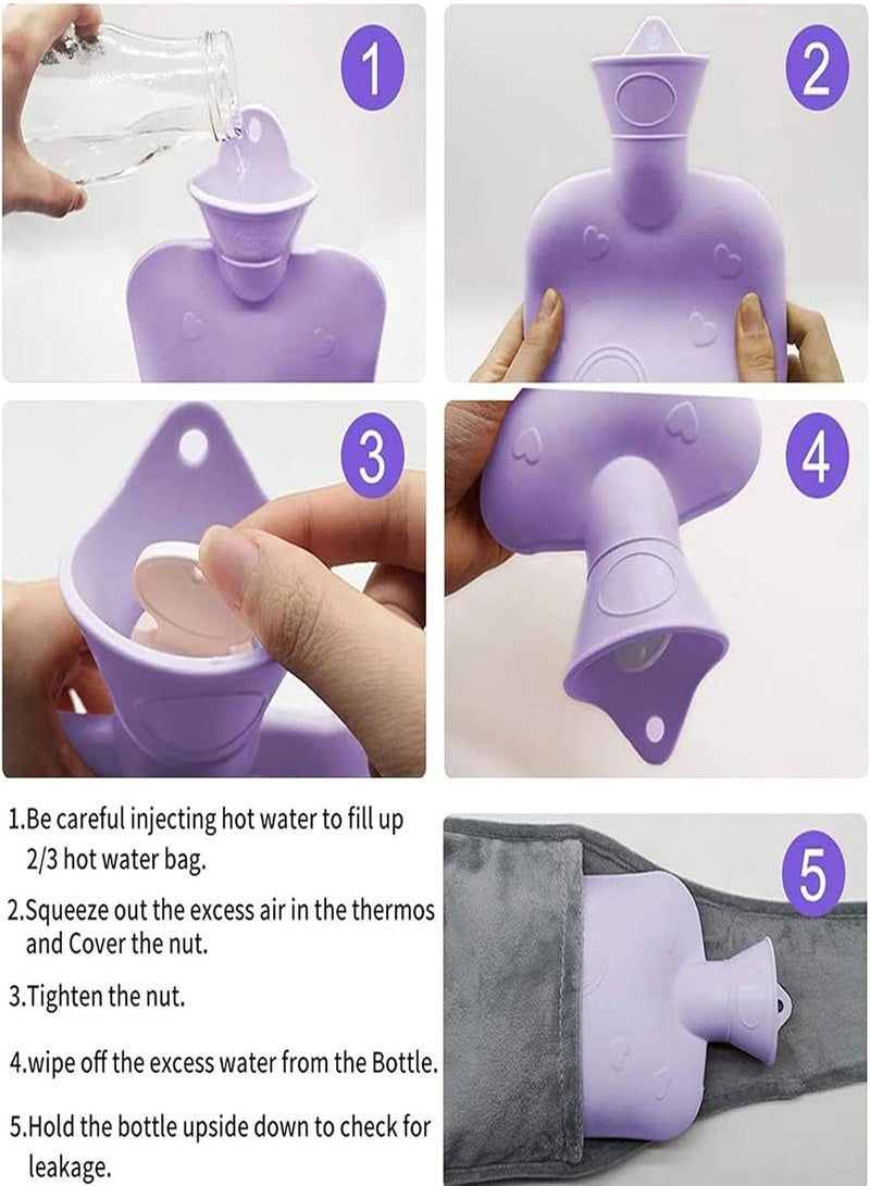 GGOOT Hot Bottle Water Bag - 3 Sets of Hot Water Pouch with Soft Plush Waist Belt Cover - Hand Warmer for Back, Legs, Waist, Neck and Shoulder Warmth  - Image 5