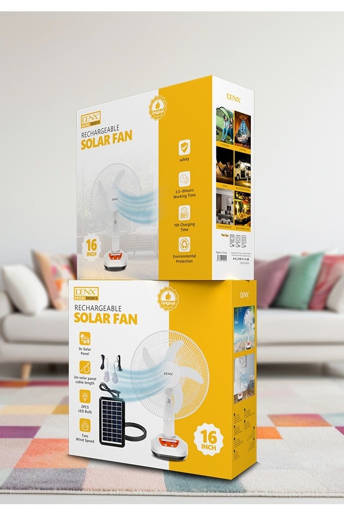 دينكس مروحة طاولة 16 بوصه و 5 ريشه تعمل بالطاقة الشمسية مع إضاءة ,DX2615 - Image 5