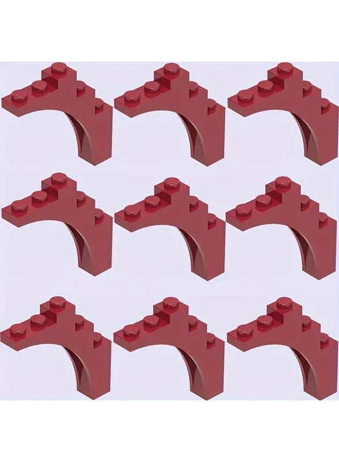 Maroon Ladder Bridge Building Blocks Set 12pcs DIY Architectural House Scenery Kit - Image 1
