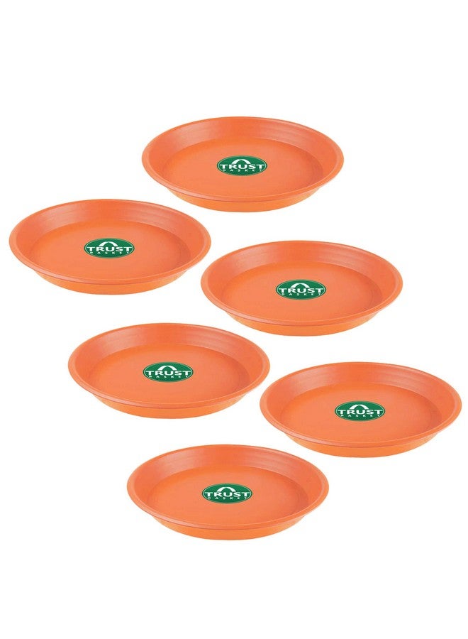 TrustBasket UV Treated Round Bottom Tray(Plate/Saucer) Suitable for 10 inch Round Plastic Pot-Terracotta Color-Set of 6 | Heavy Duty Highly Durable Plant saucer Gamla for Indoor Home Decor & Outdoor Balcony Garden - Image 1